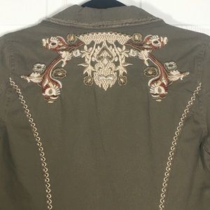 NWT Love Stitch Brown Embroidered Fitted Blazer